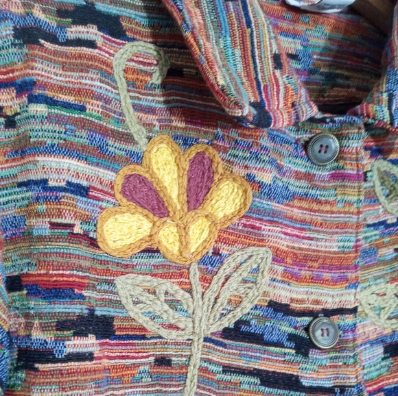 Graff by Um Company multi color handwoven button down jacket with embroidery - Picture 6 of 15